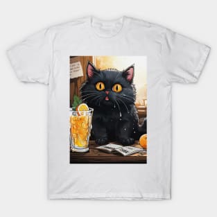 Funny Shocked Black Cat T-Shirt